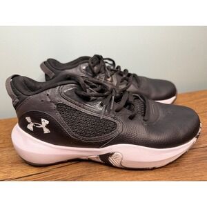 Under Armour Lockdown 6 Basketball Shoes Black White Grey Size 5.5Y Sporty Gym